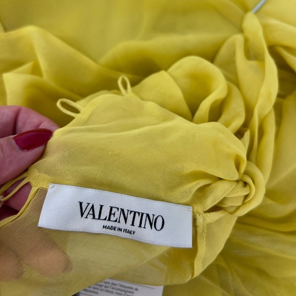 Valentino Garavani Women's US 6/ IT 42 Silk Chiffon Neck-Tie Blouse Yellow NWT - Picture 9 of 14